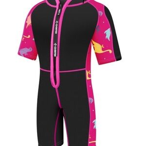 Kids Swim Suit - Black and Pink